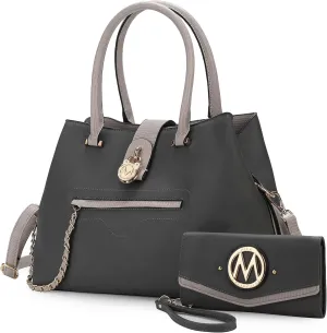 MKF Collection Tote Bag for Women with Wristlet Wallet, Vegan Leather Top-Handle Crossover Handbag Purse