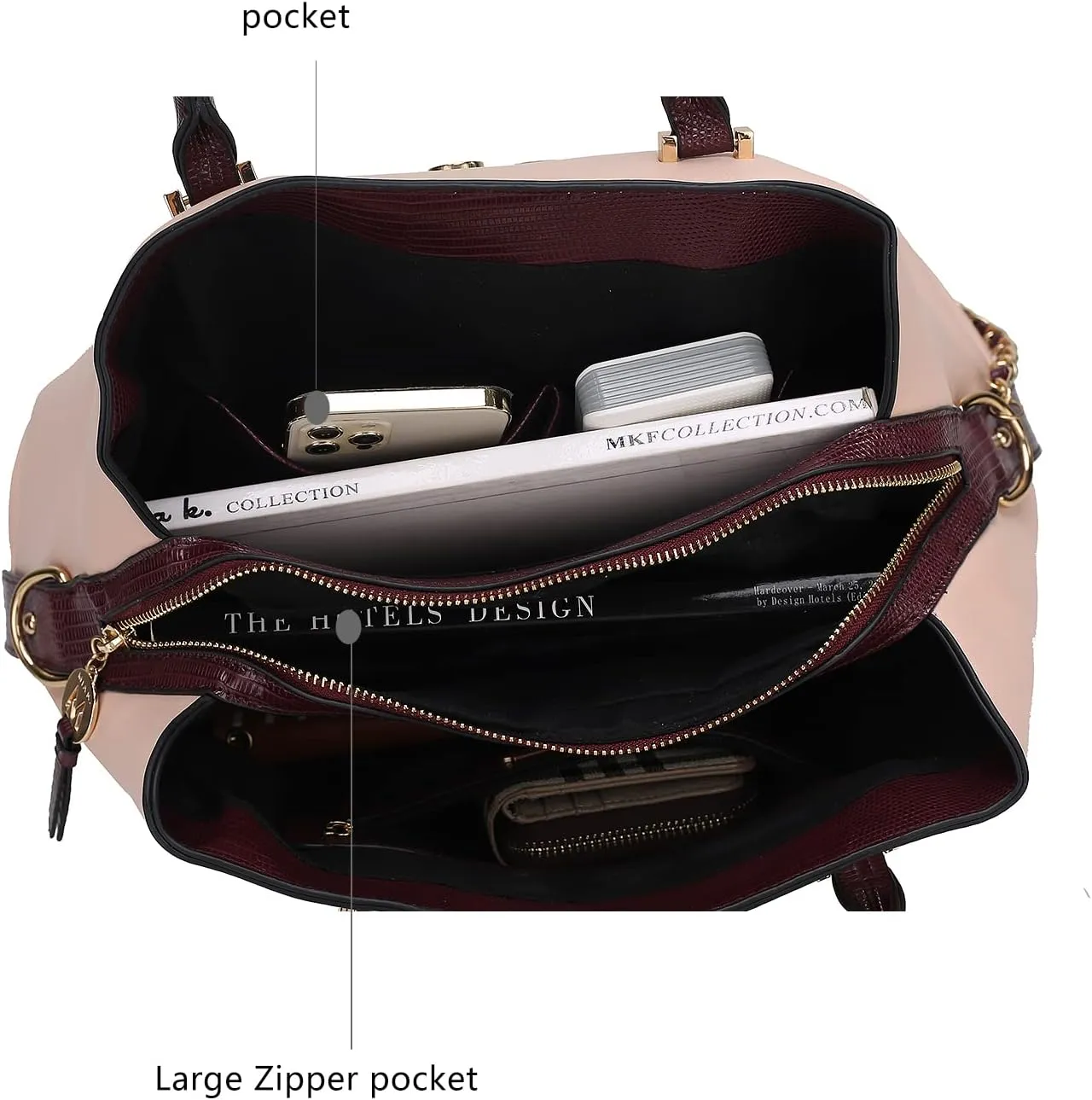 MKF Collection Tote Bag for Women with Wristlet Wallet, Vegan Leather Top-Handle Crossover Handbag Purse