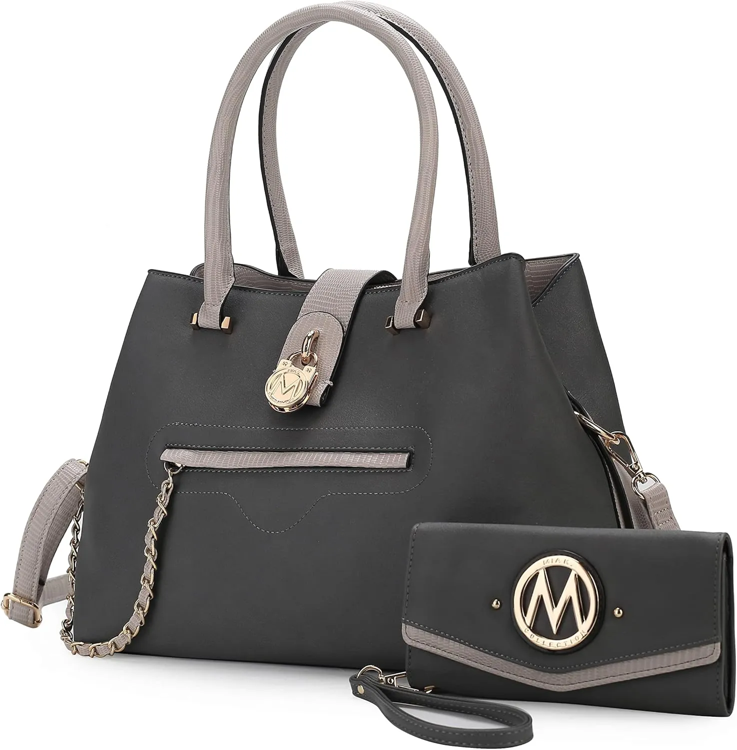 MKF Collection Tote Bag for Women with Wristlet Wallet, Vegan Leather Top-Handle Crossover Handbag Purse