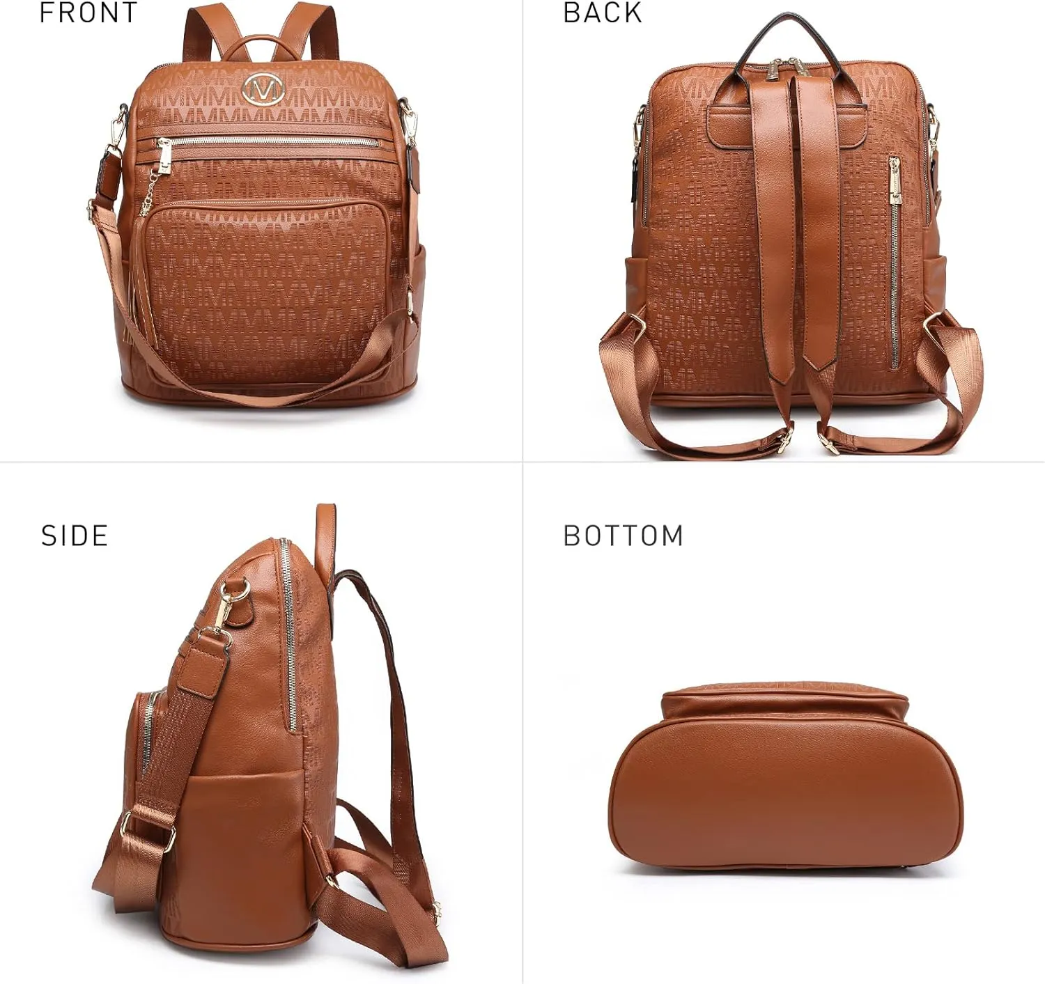 MKP COLLECTION Women Fashion Backpack Purse Convertible Large Rucksack Versatile Travel Shoulder Bags Handbag Set with Tassel