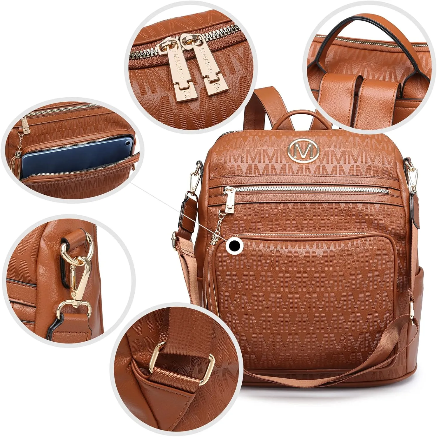 MKP COLLECTION Women Fashion Backpack Purse Convertible Large Rucksack Versatile Travel Shoulder Bags Handbag Set with Tassel