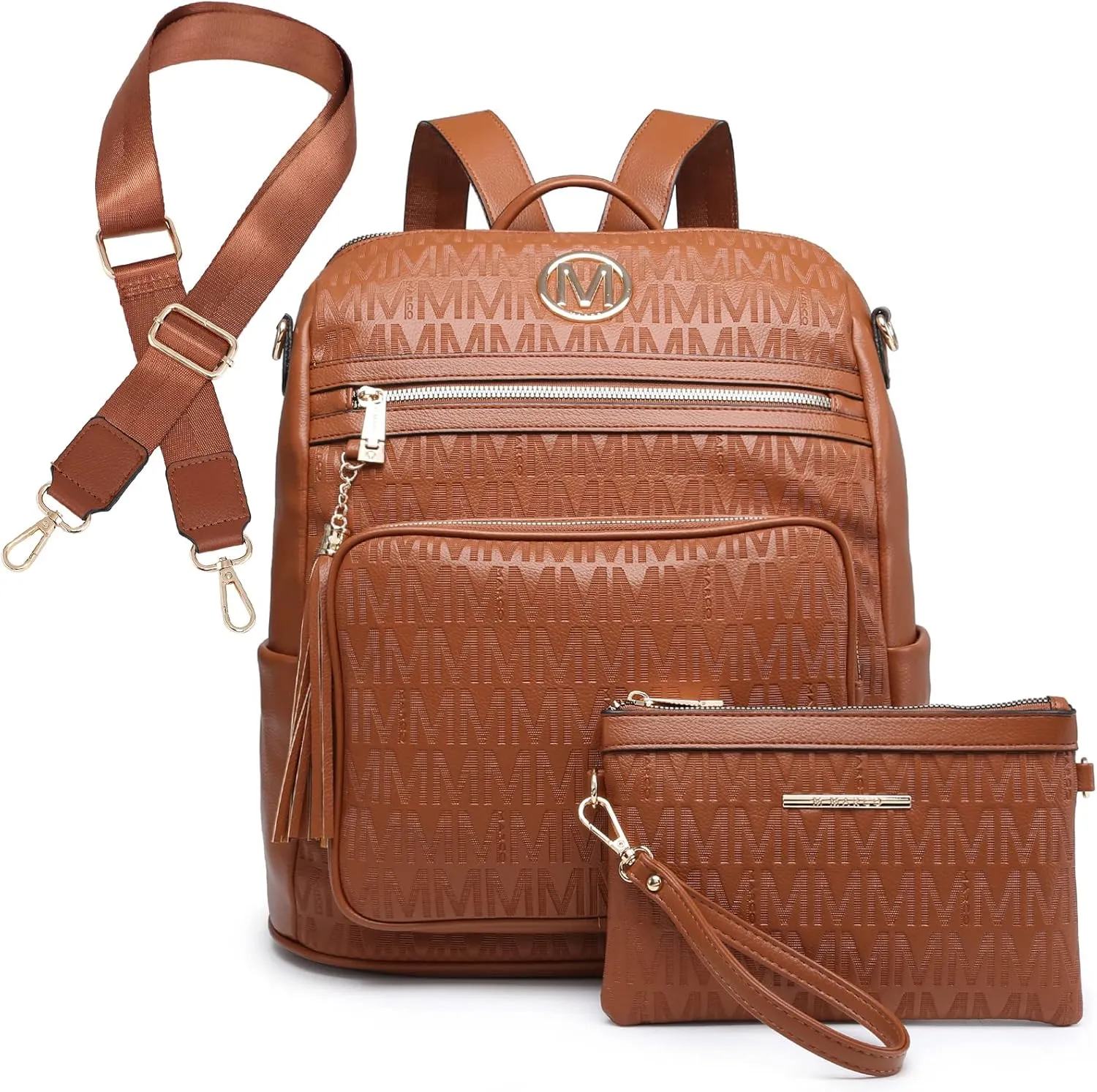 MKP COLLECTION Women Fashion Backpack Purse Convertible Large Rucksack Versatile Travel Shoulder Bags Handbag Set with Tassel