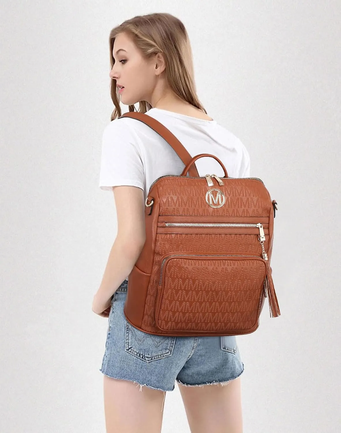 MKP COLLECTION Women Fashion Backpack Purse Convertible Large Rucksack Versatile Travel Shoulder Bags Handbag Set with Tassel