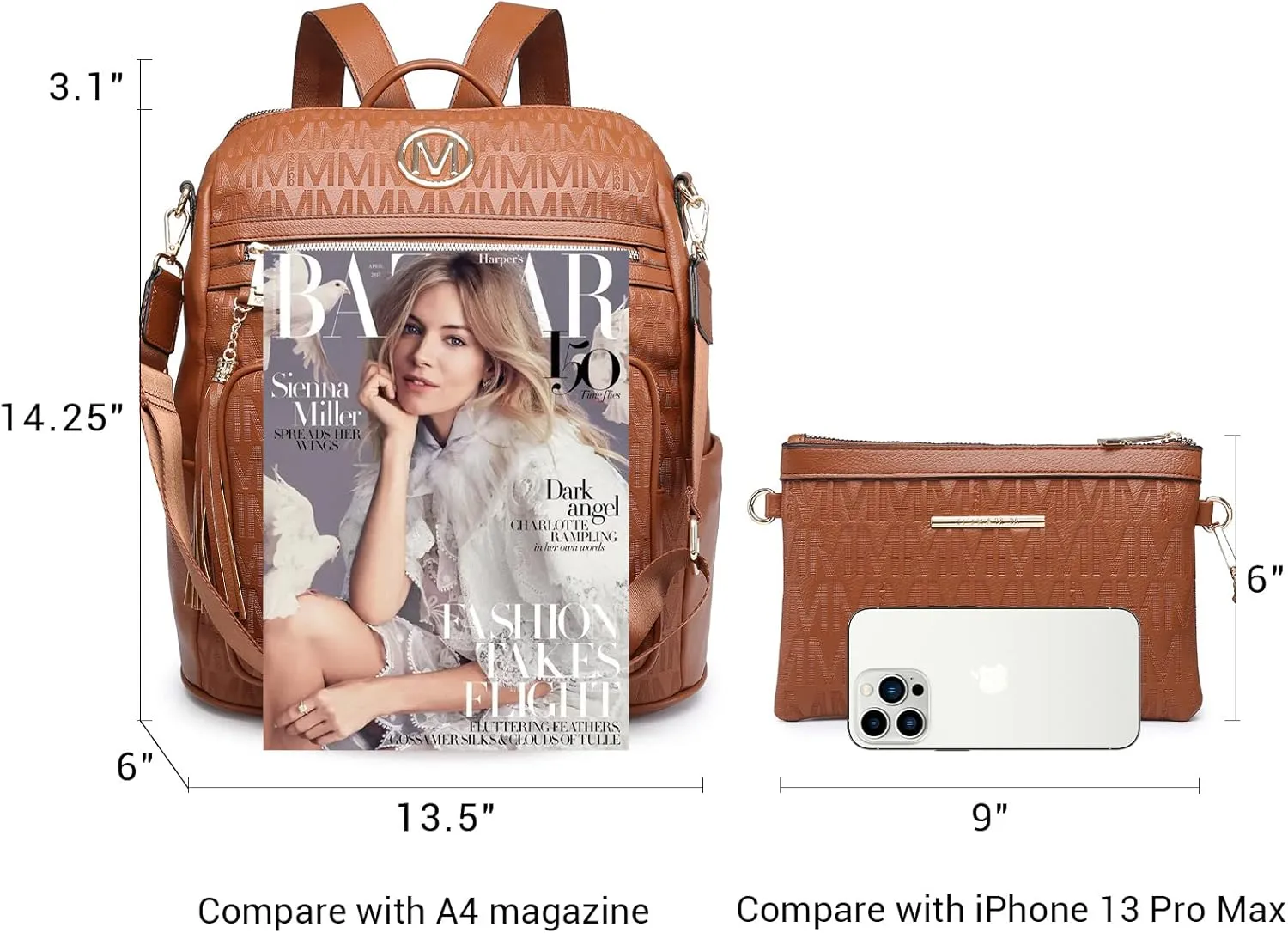 MKP COLLECTION Women Fashion Backpack Purse Convertible Large Rucksack Versatile Travel Shoulder Bags Handbag Set with Tassel