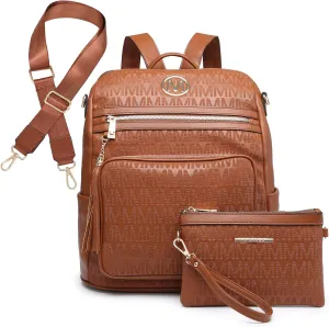 MKP COLLECTION Women Fashion Backpack Purse Convertible Large Rucksack Versatile Travel Shoulder Bags Handbag Set with Tassel
