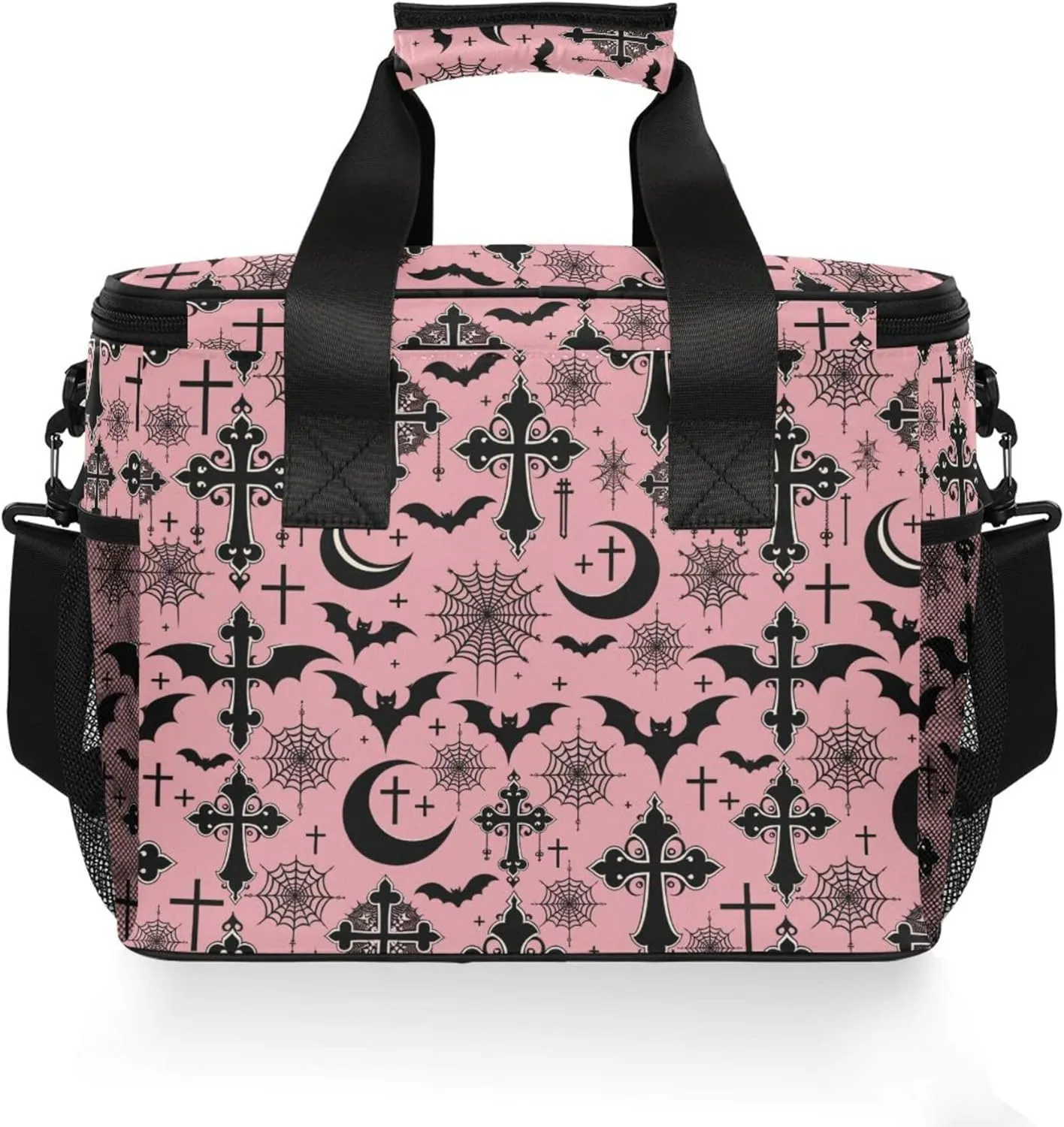 MNSRUU Cooler Bag Gothic Skull Cat Rose Soft Cooler Bag Insulated Lunch Totes Picnic Bag Beach Cooler Lunch Box Container with Adjustable Shoulder Strap