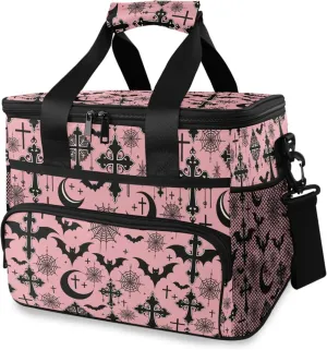MNSRUU Cooler Bag Gothic Skull Cat Rose Soft Cooler Bag Insulated Lunch Totes Picnic Bag Beach Cooler Lunch Box Container with Adjustable Shoulder Strap
