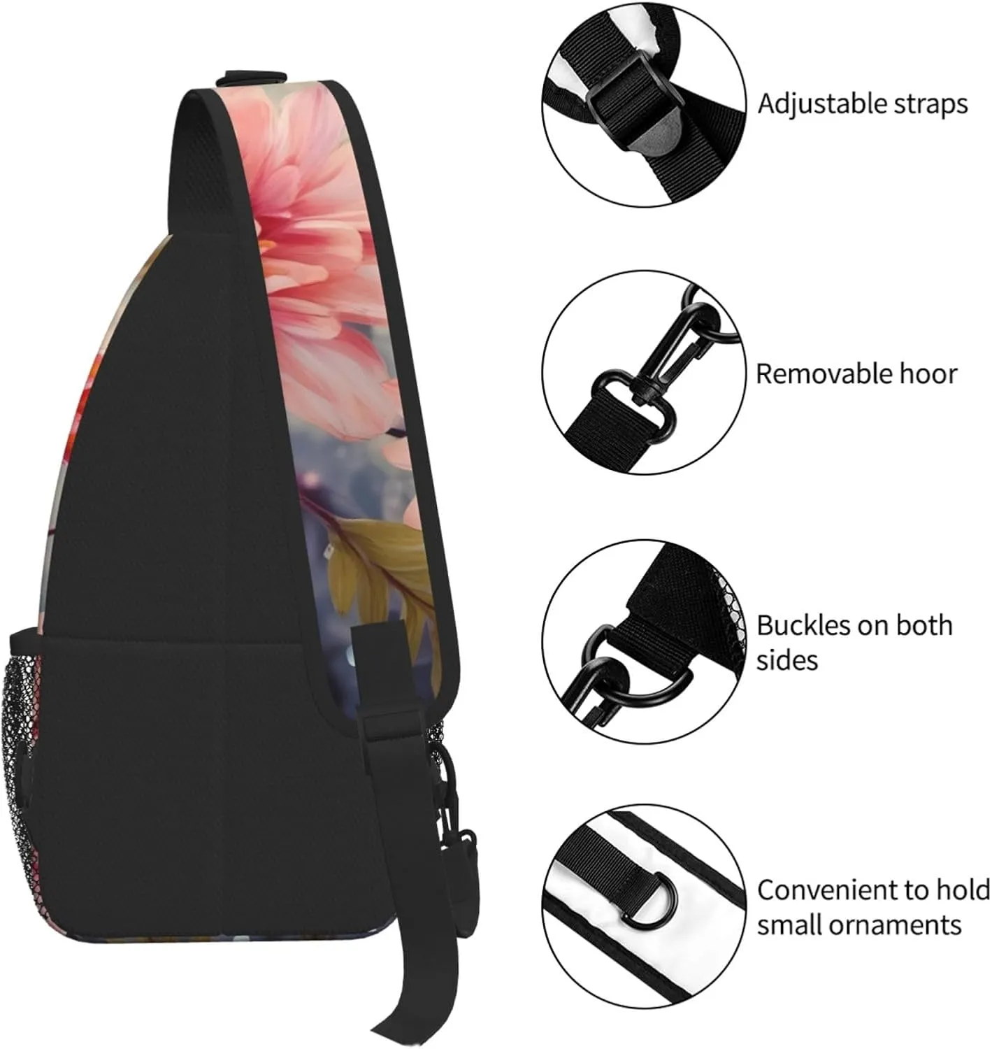 Modern Floral Print Cross Chest Bag Diagonally For Short-Distance Travel And Daily Use