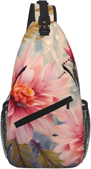 Modern Floral Print Cross Chest Bag Diagonally For Short-Distance Travel And Daily Use