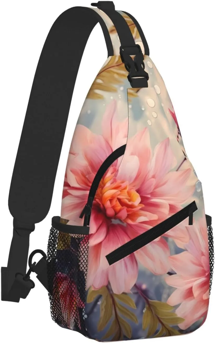 Modern Floral Print Cross Chest Bag Diagonally For Short-Distance Travel And Daily Use