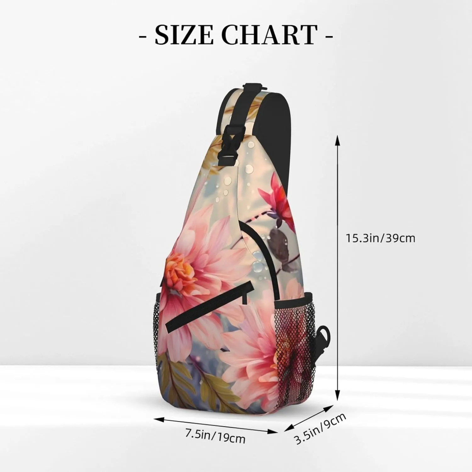 Modern Floral Print Cross Chest Bag Diagonally For Short-Distance Travel And Daily Use