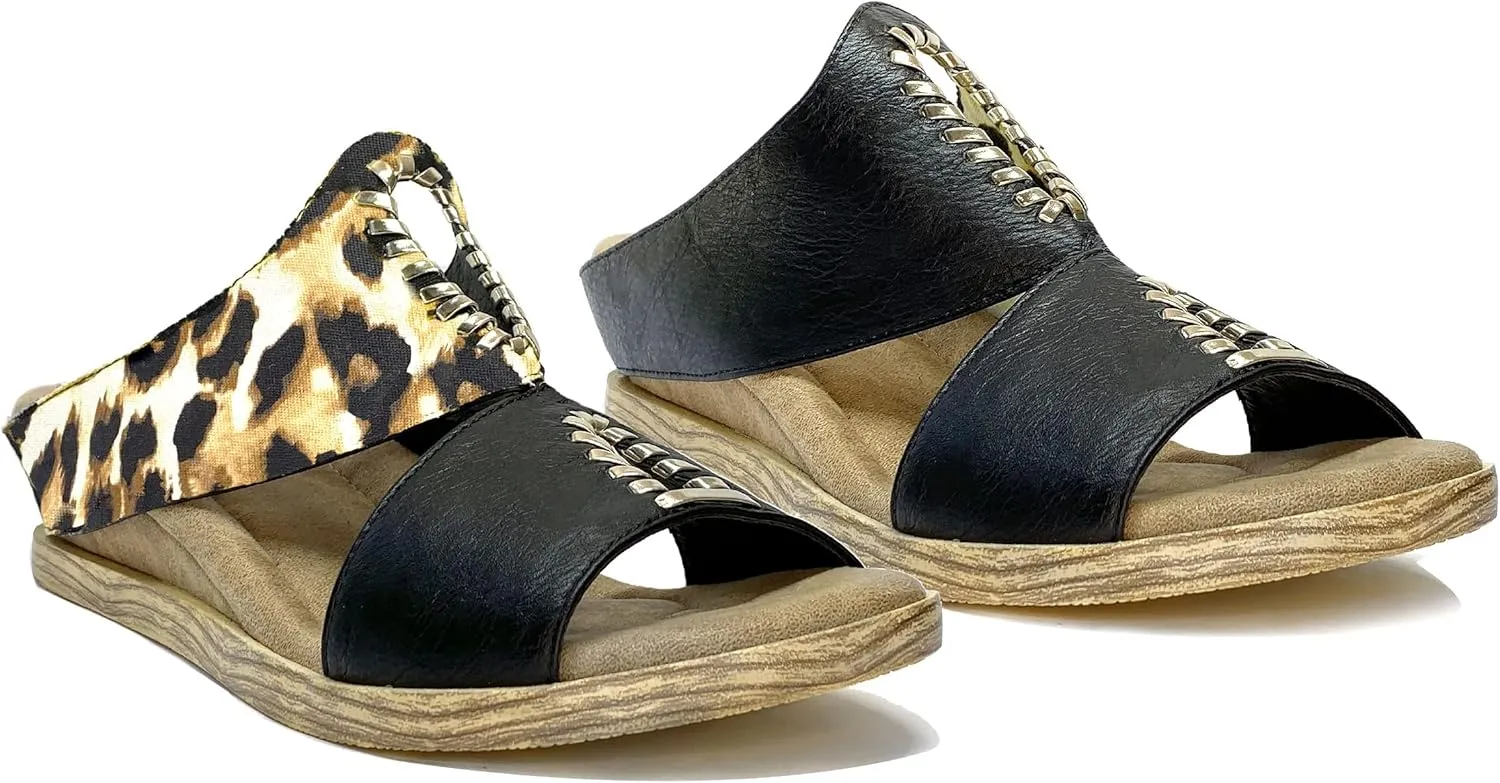 Modzori Lada Women's Low Wedge Easy Flip to Reverse Slide Sandal