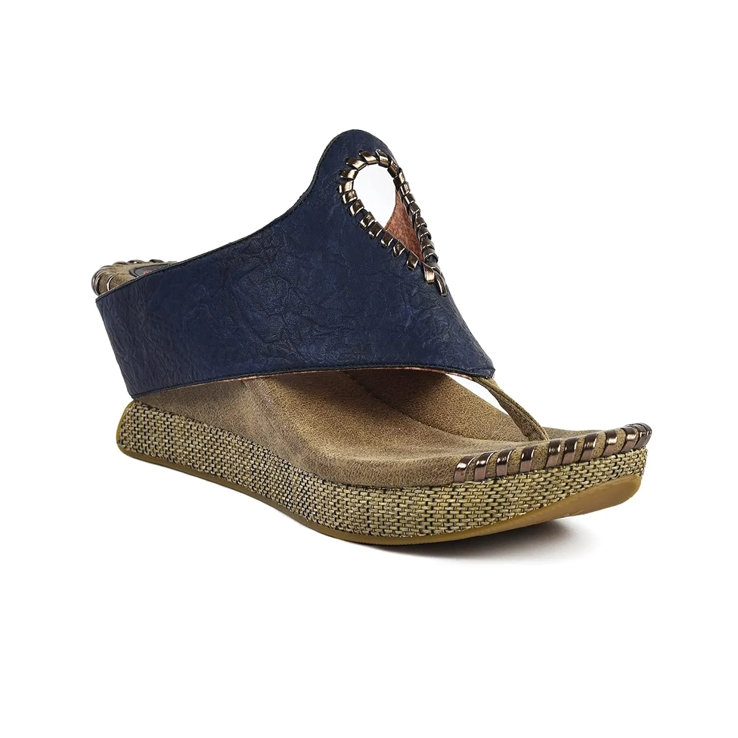 Modzori Lucia Women's Mid Wedge Reversible Sandal Navy 10