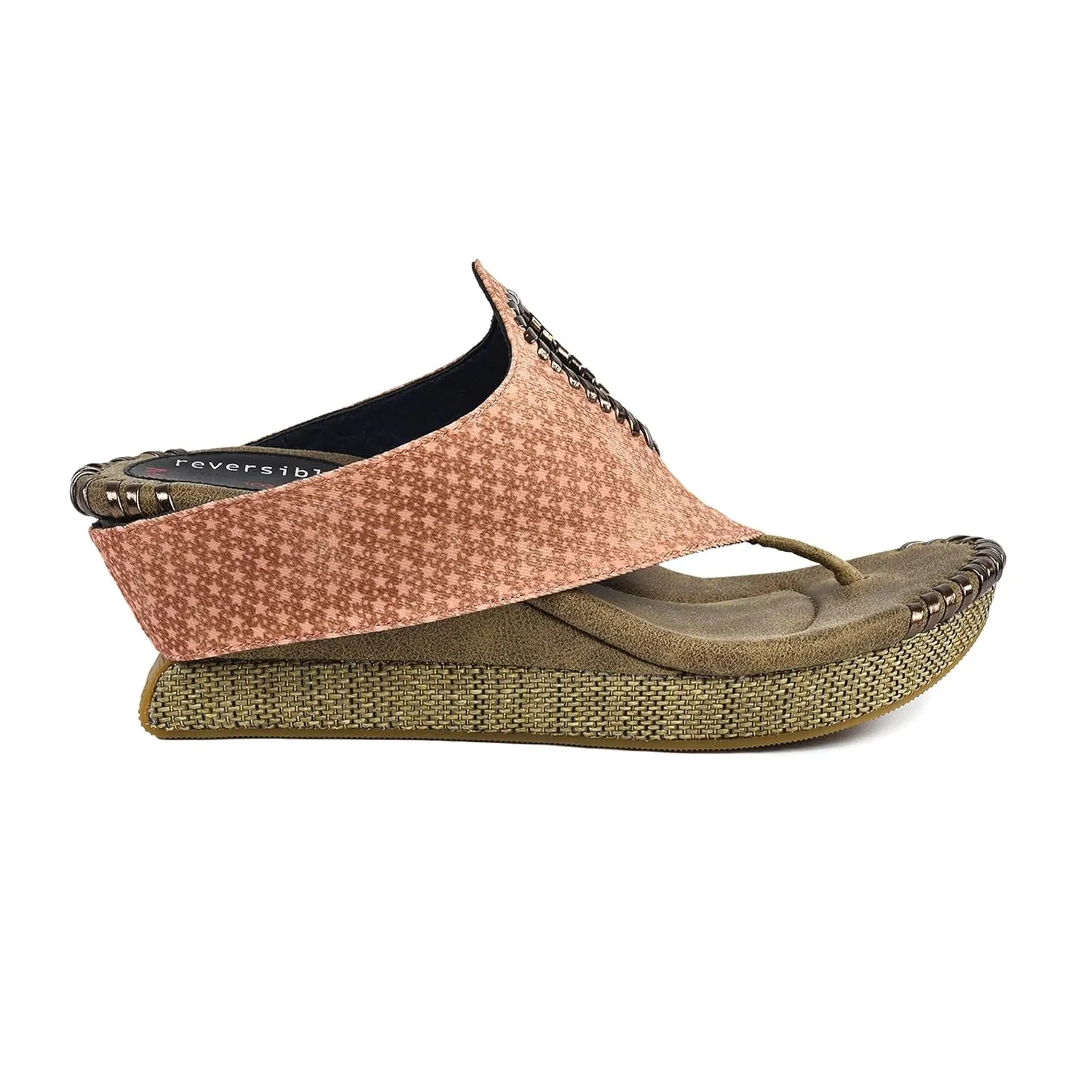 Modzori Lucia Women's Mid Wedge Reversible Sandal Navy 10