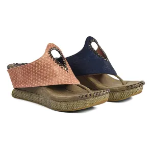 Modzori Lucia Women's Mid Wedge Reversible Sandal Navy 10