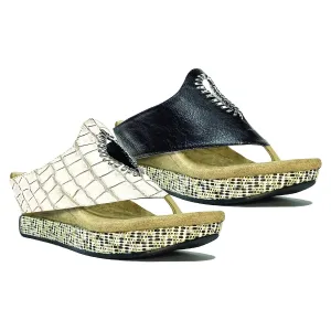 Modzori Lucia Women's Mid Wedge Reversible Sandal Stone/Black 10