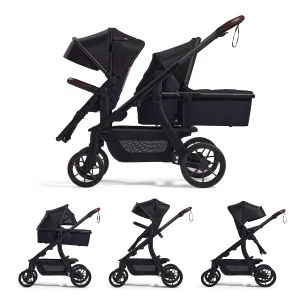 Momcozy ChangeGo Baby Stroller, Convertible Single-to-Double-to-Wagon Stroller with 23 Configurations, Bassinet and Seat Included, Large PU Wheels, All-Wheel Suspension ＆ Extendable UPF50  Canopy