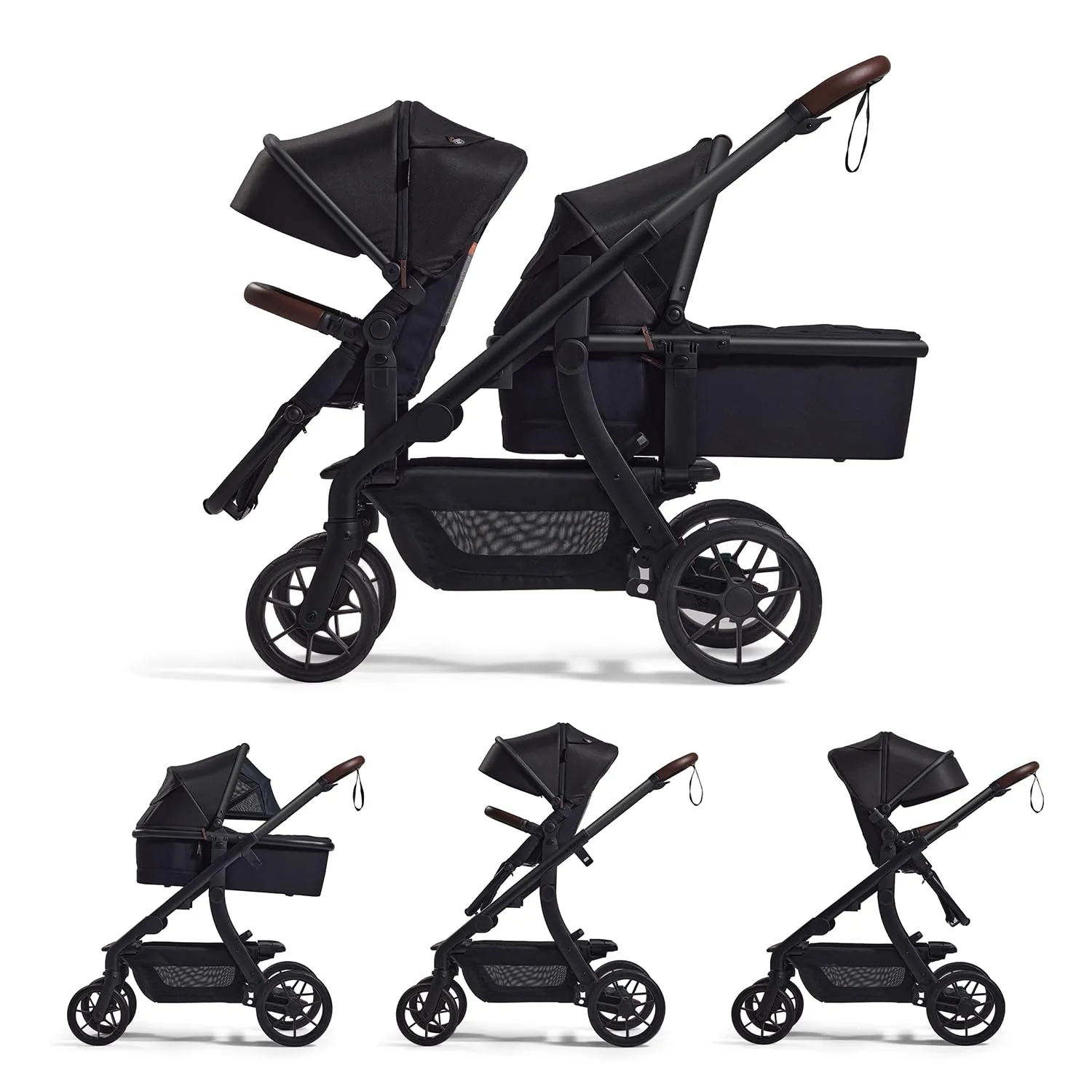 Momcozy ChangeGo Baby Stroller, Convertible Single-to-Double-to-Wagon Stroller with 23 Configurations, Bassinet and Seat Included, Large PU Wheels, All-Wheel Suspension ＆ Extendable UPF50  Canopy