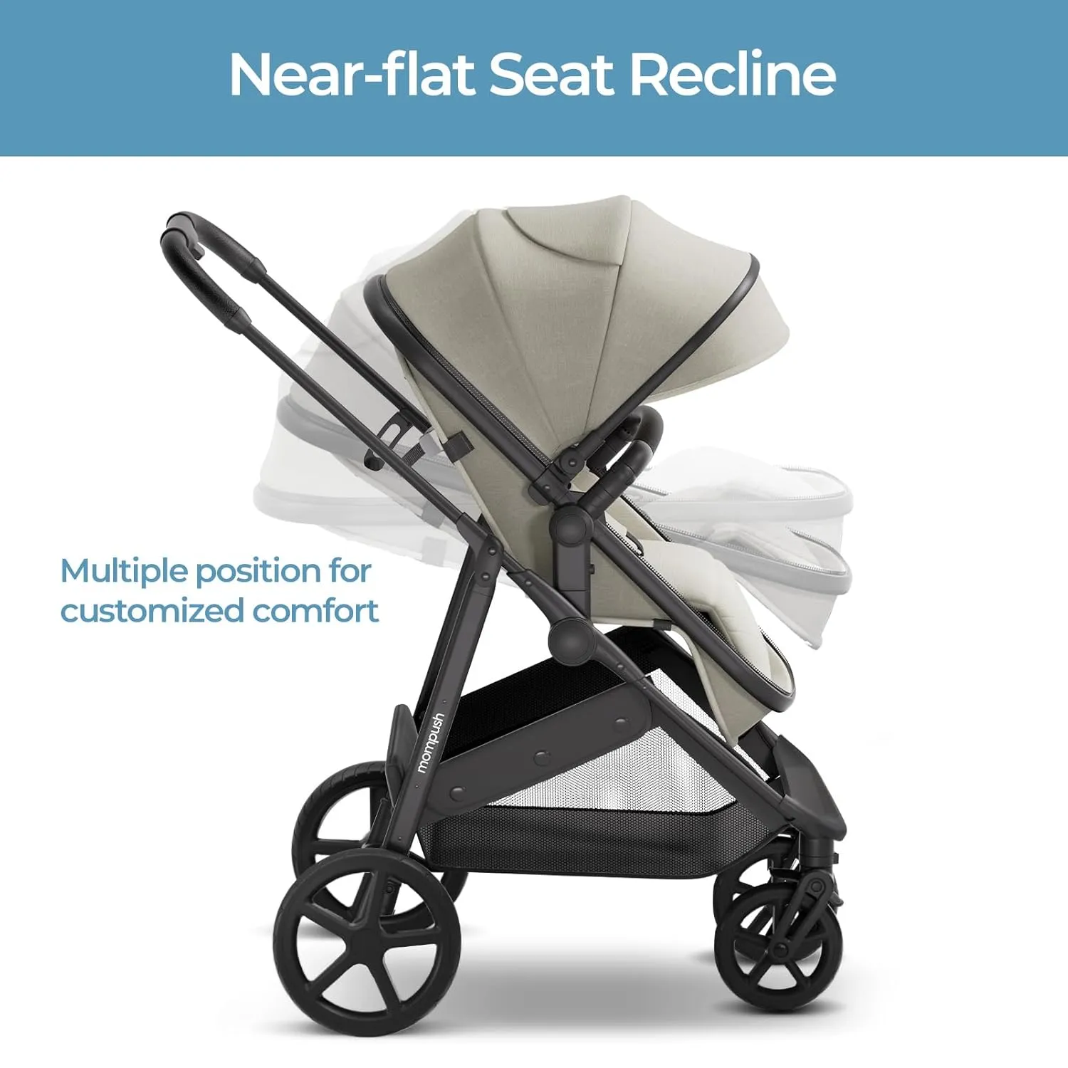 Mompush Wiz 2-in-1 Convertible Baby Stroller with Bassinet Mode, Foldable Infant Stroller with Reversible Seat and Large UPF 50  Canopy