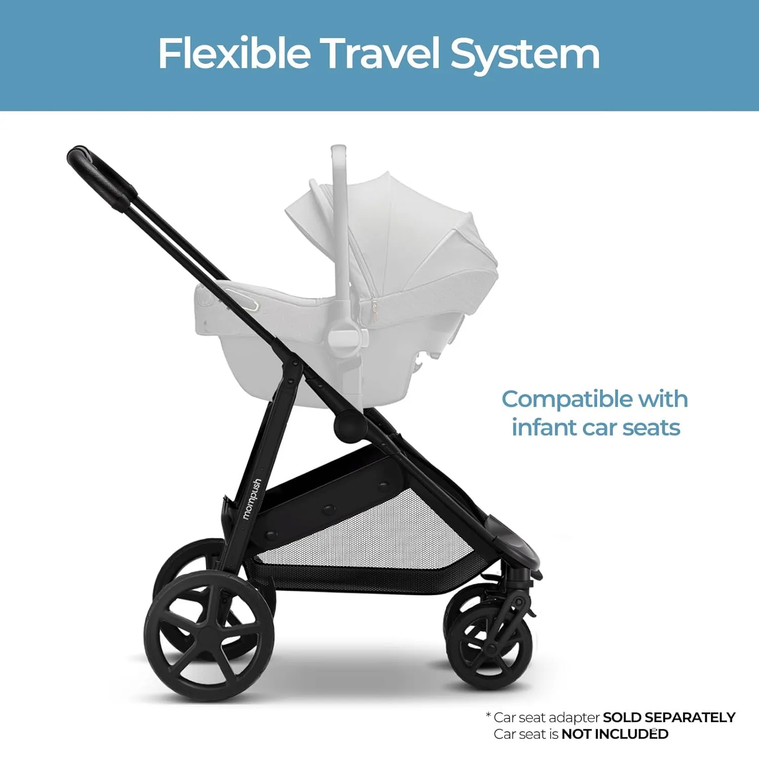Mompush Wiz 2-in-1 Convertible Baby Stroller with Bassinet Mode, Foldable Infant Stroller with Reversible Seat and Large UPF 50  Canopy