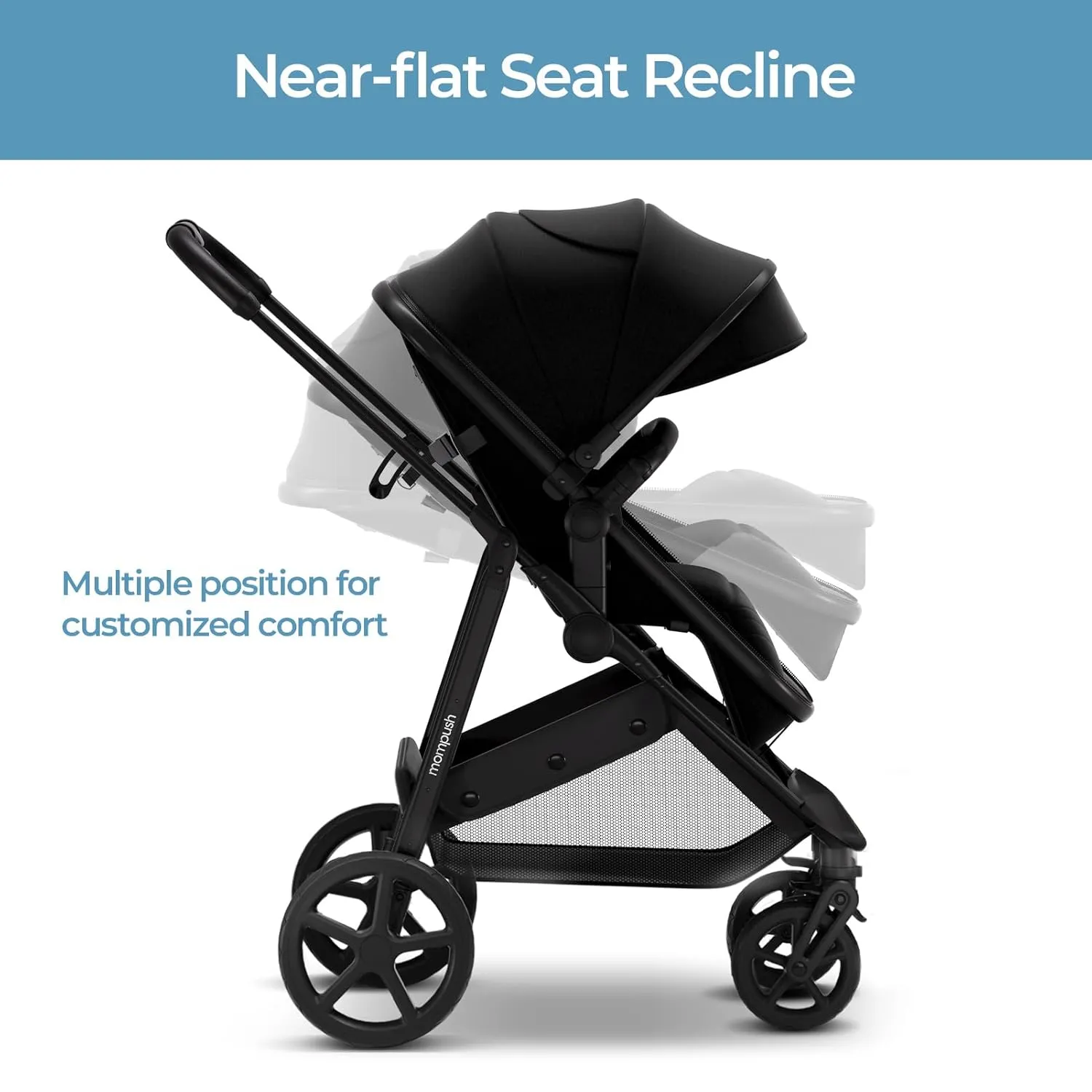 Mompush Wiz 2-in-1 Convertible Baby Stroller with Bassinet Mode, Foldable Infant Stroller with Reversible Seat and Large UPF 50  Canopy