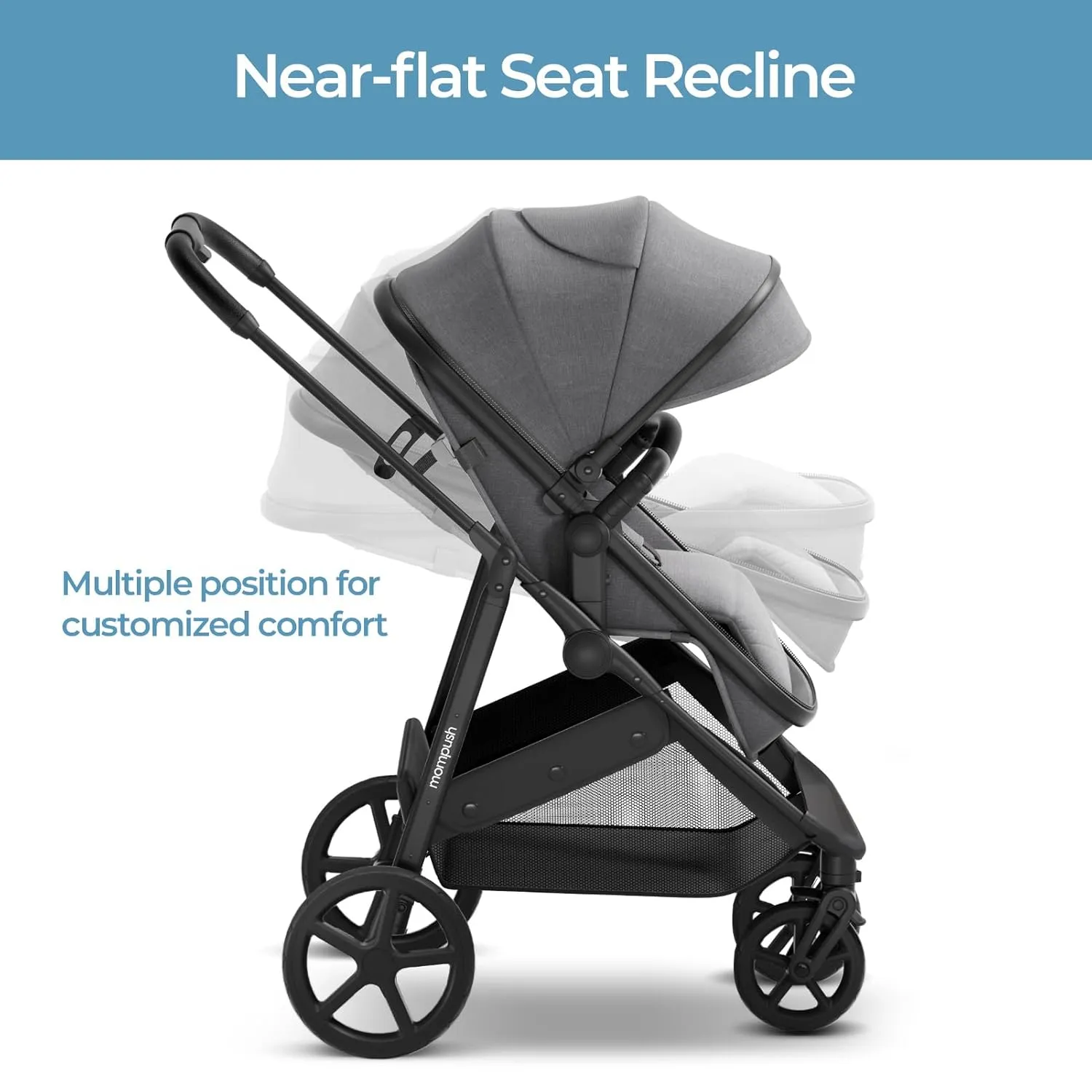 Mompush Wiz 2-in-1 Convertible Baby Stroller with Bassinet Mode, Foldable Infant Stroller with Reversible Seat and Large UPF 50  Canopy