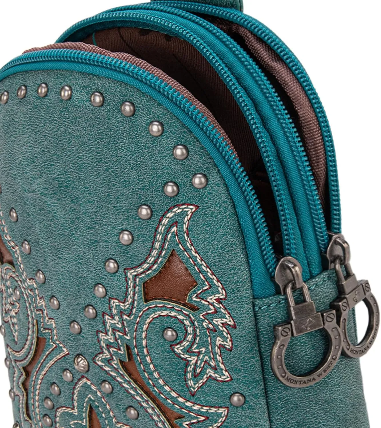 Montana West Cowhead Flora Western Sling Bag for Women Embroidery Cross Body Bag Fanny Pack with Wide Guitar Strap