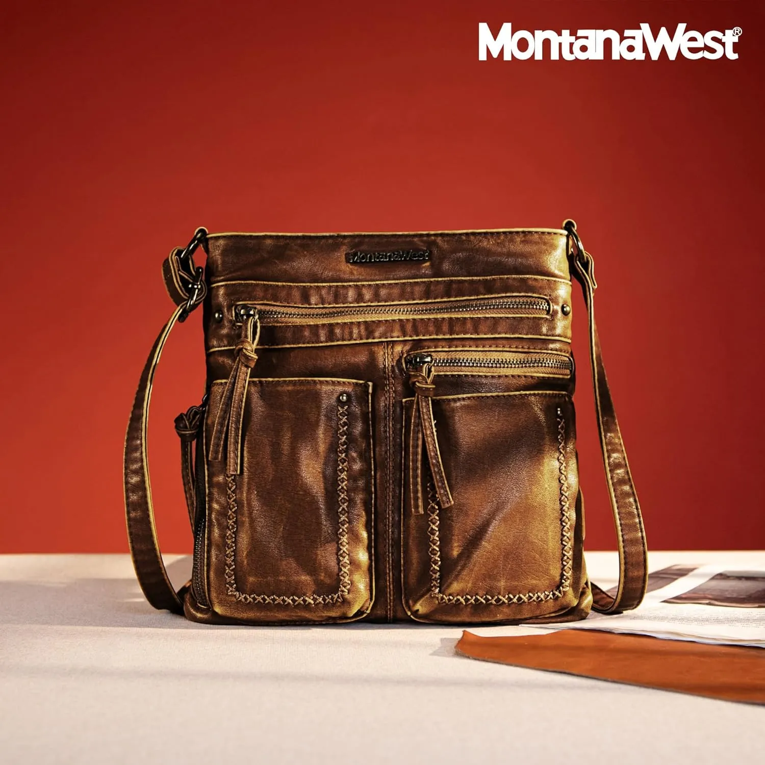 Montana West Crossbody Bag for Women Multi Pocket Shoulder Medium Travel Purses Ultra Soft Washed Leather