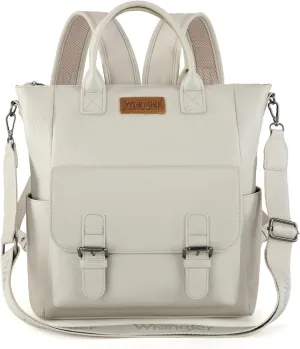 Montana West Wrangler Medium Backpack Purse for Women Off-white Fashion Backpack with Removable Crossbody Strap for Travel Work