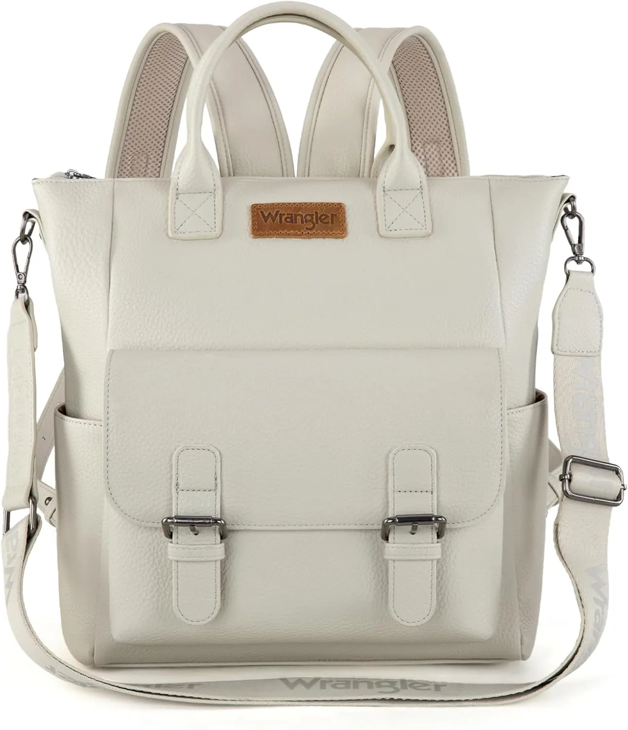 Montana West Wrangler Medium Backpack Purse for Women Off-white Fashion Backpack with Removable Crossbody Strap for Travel Work