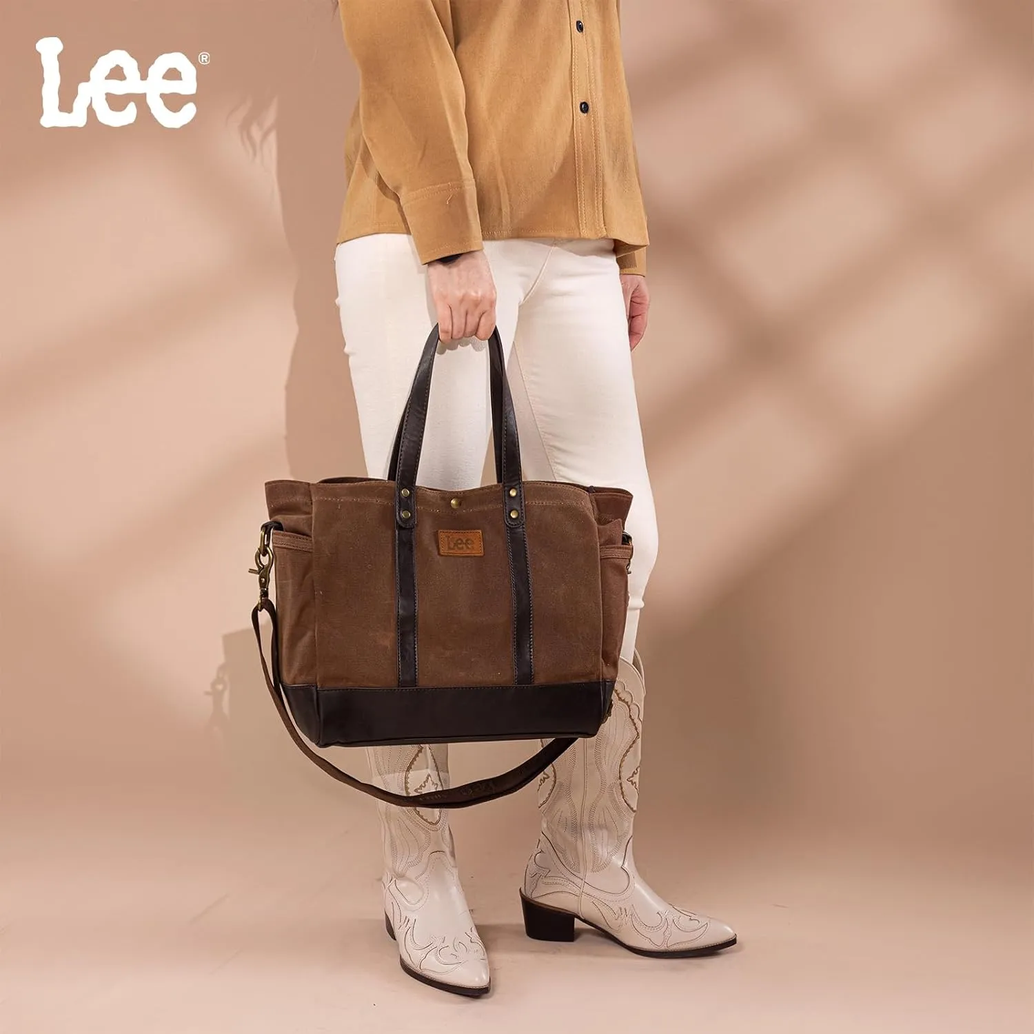 Montana West x Lee Tote Bag for Women Waxed Canvas Shoulder Handbags Crossbody Bag with Adjustable Strap