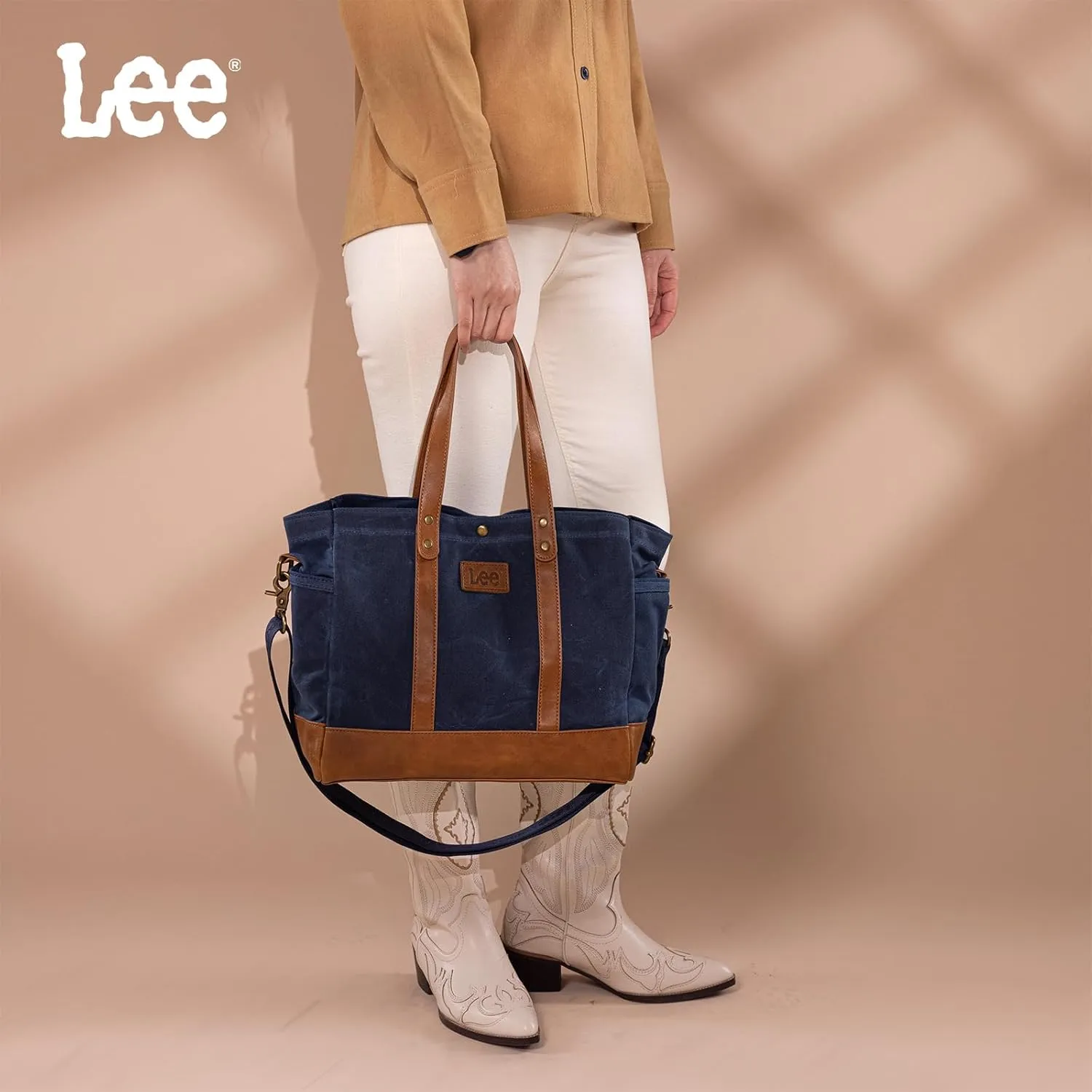 Montana West x Lee Tote Bag for Women Waxed Canvas Shoulder Handbags Crossbody Bag with Adjustable Strap