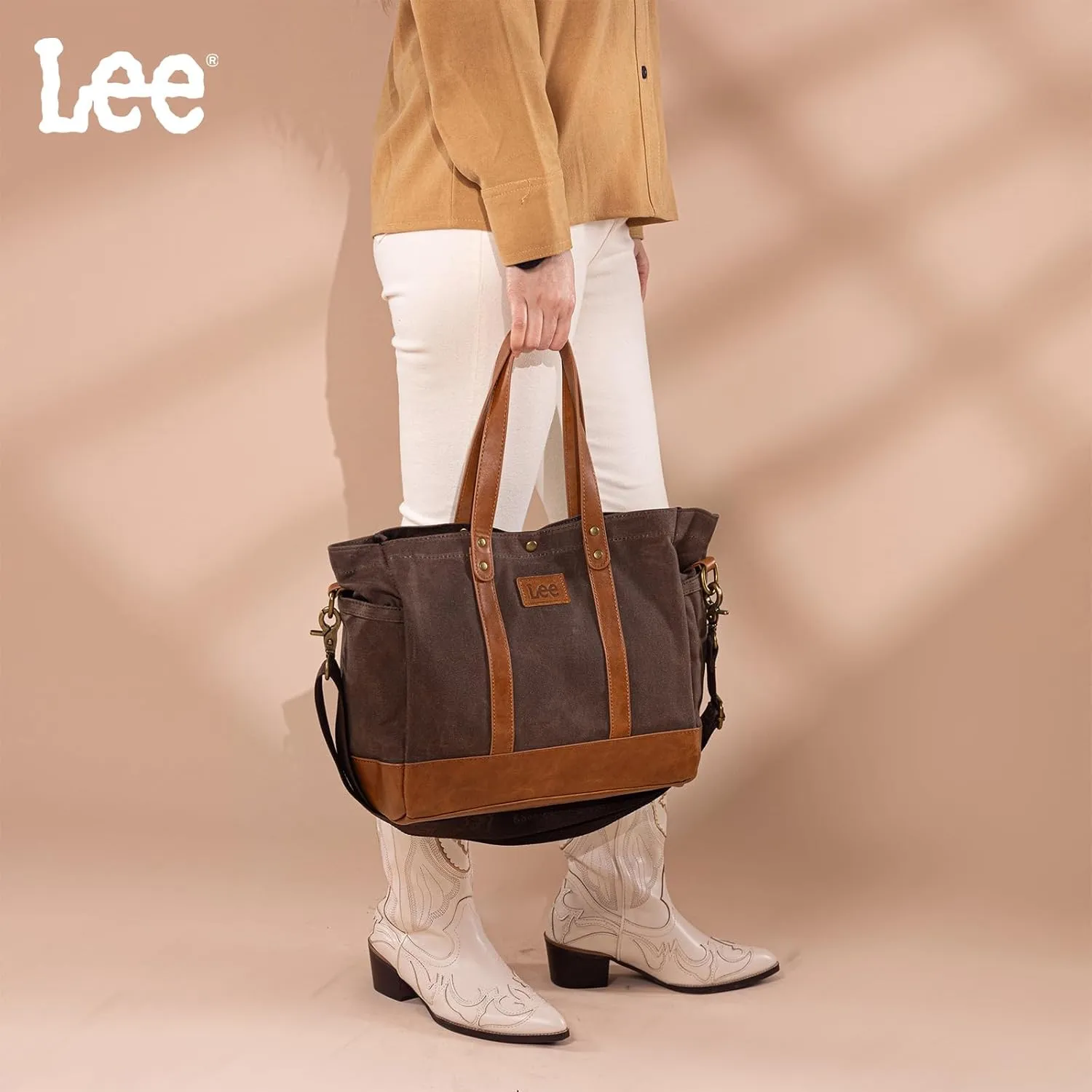 Montana West x Lee Tote Bag for Women Waxed Canvas Shoulder Handbags Crossbody Bag with Adjustable Strap