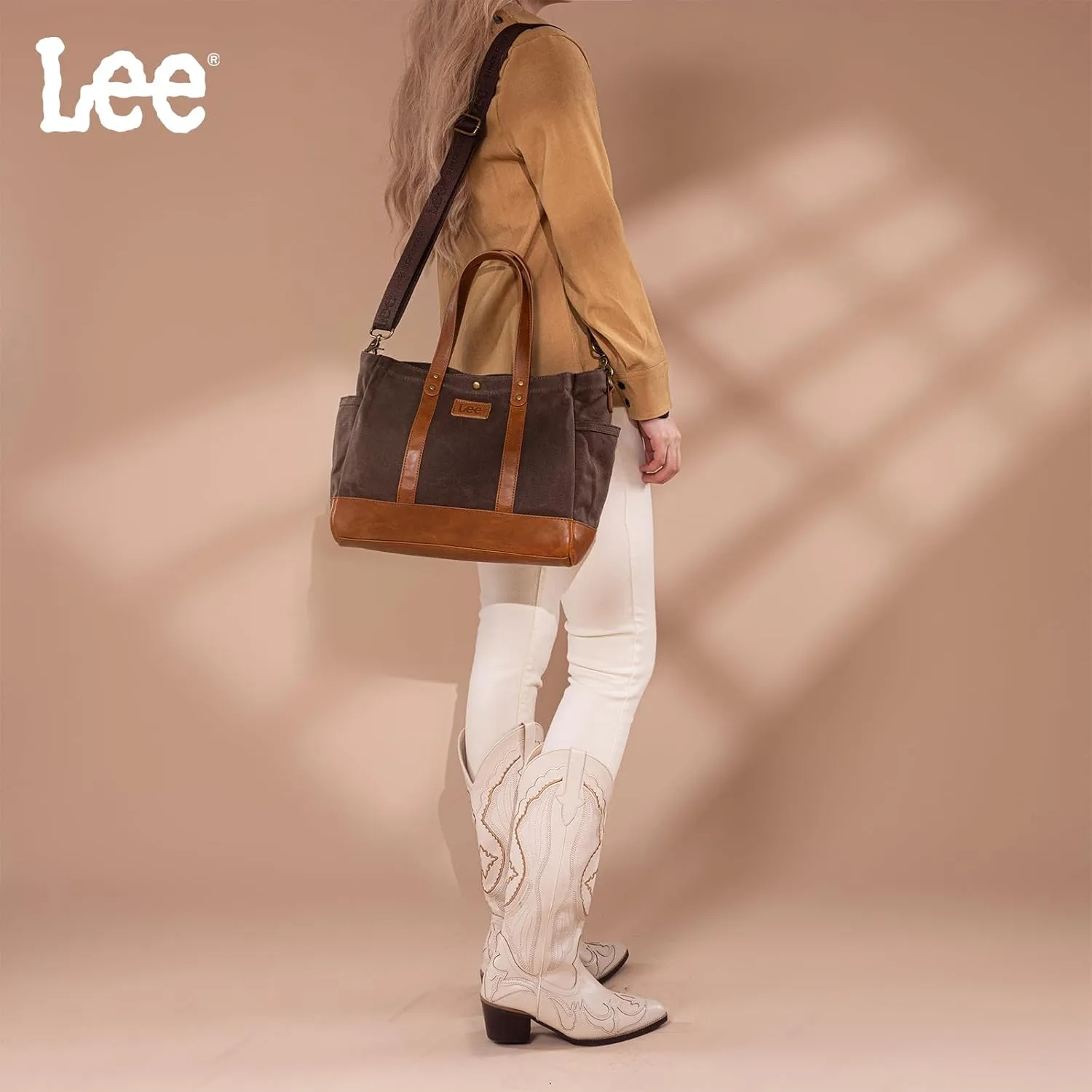 Montana West x Lee Tote Bag for Women Waxed Canvas Shoulder Handbags Crossbody Bag with Adjustable Strap