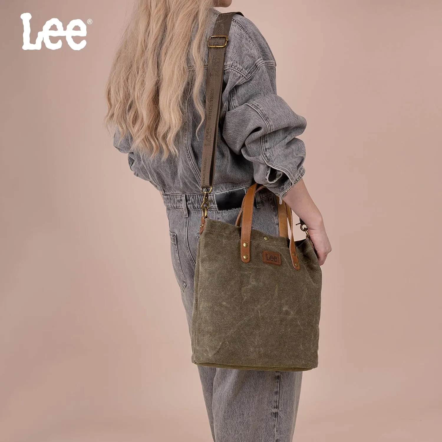 Montana West x Lee Tote Bag for Women Waxed Canvas Top Handle Handbags with Leather Handle and Strap