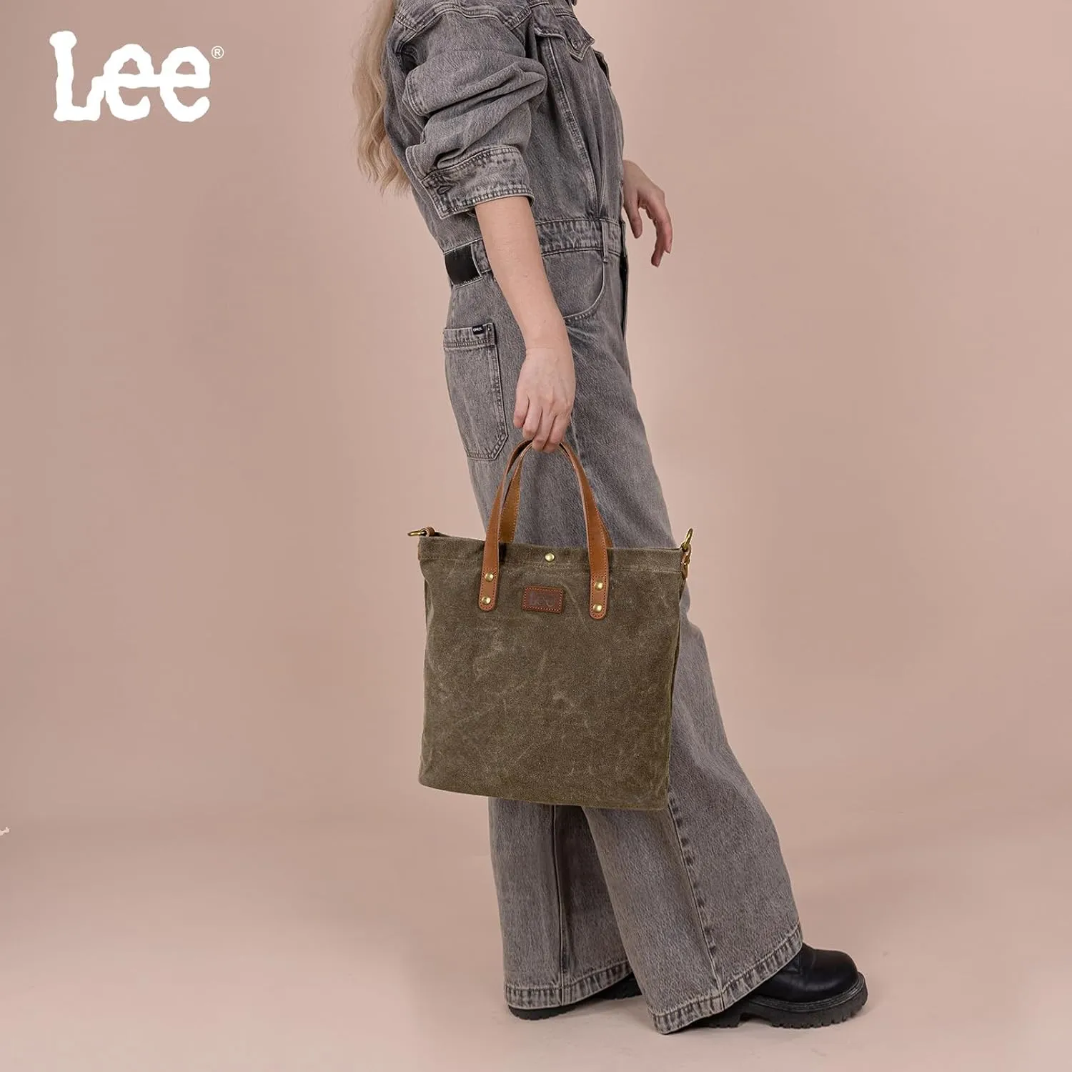 Montana West x Lee Tote Bag for Women Waxed Canvas Top Handle Handbags with Leather Handle and Strap