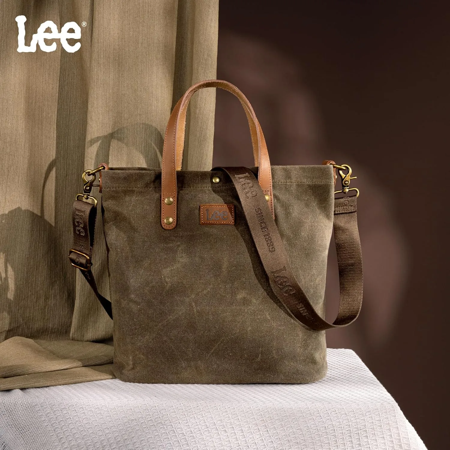 Montana West x Lee Tote Bag for Women Waxed Canvas Top Handle Handbags with Leather Handle and Strap