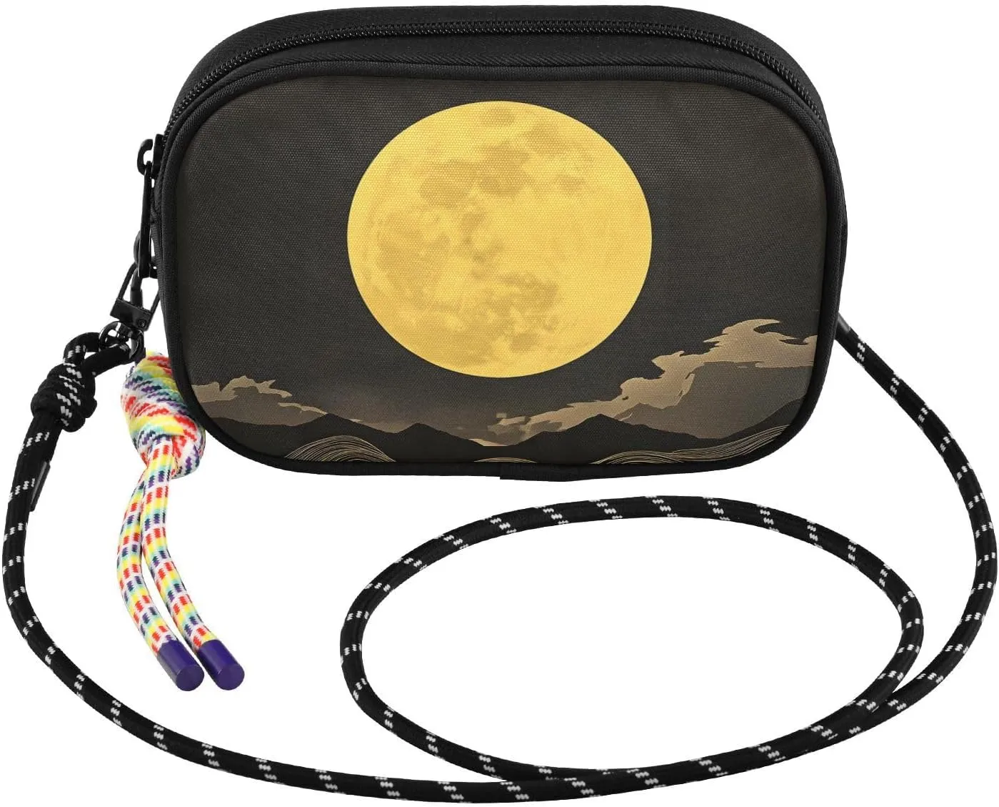 Moon Landscape Waves Crossbody Bag for Women Cell Phone Purses Women's Small Shoulder Handbags Wallet Purse with Strap