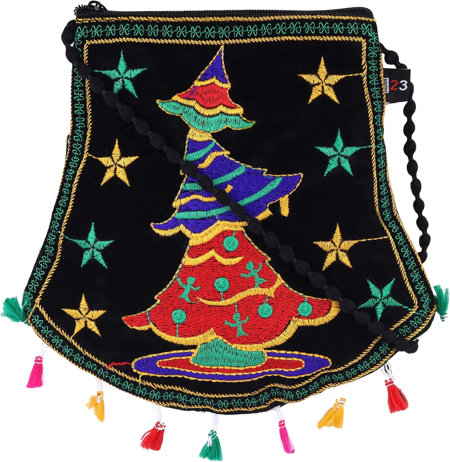 Moon23 Christmas Embroidered Crossbody Bag (Black)