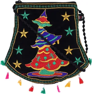 Moon23 Christmas Embroidered Crossbody Bag (Black)