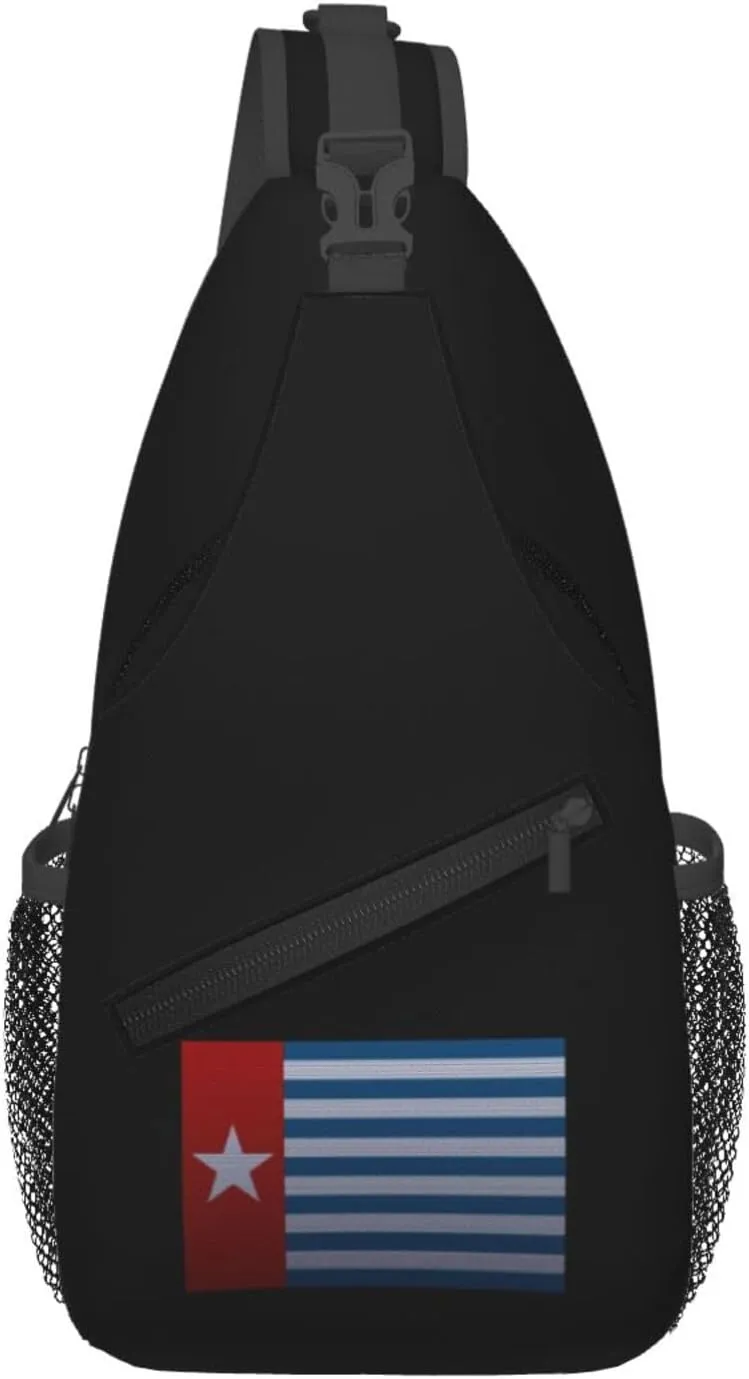 Morning Star Flag Knitting Effect Crossbody Bags For Women Men Chest Backpack Gym Shoulder Bag Travel Outdoor Sports Casual Crossbody Bags