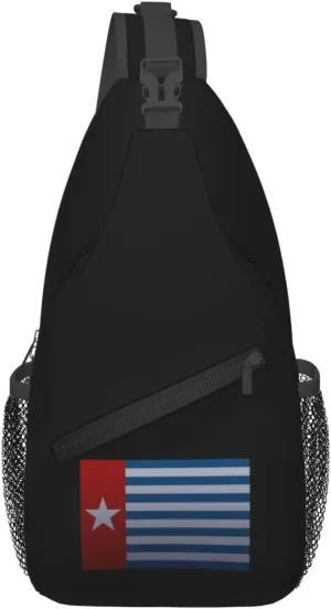 Morning Star Flag Knitting Effect Crossbody Bags For Women Men Chest Backpack Gym Shoulder Bag Travel Outdoor Sports Casual Crossbody Bags