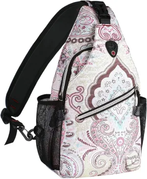 MOSISO 13 inch Sling Backpack, Multipurpose Hiking Daypack Outdoor Rope Crossbody Chest One Shoulder Bag, National Style