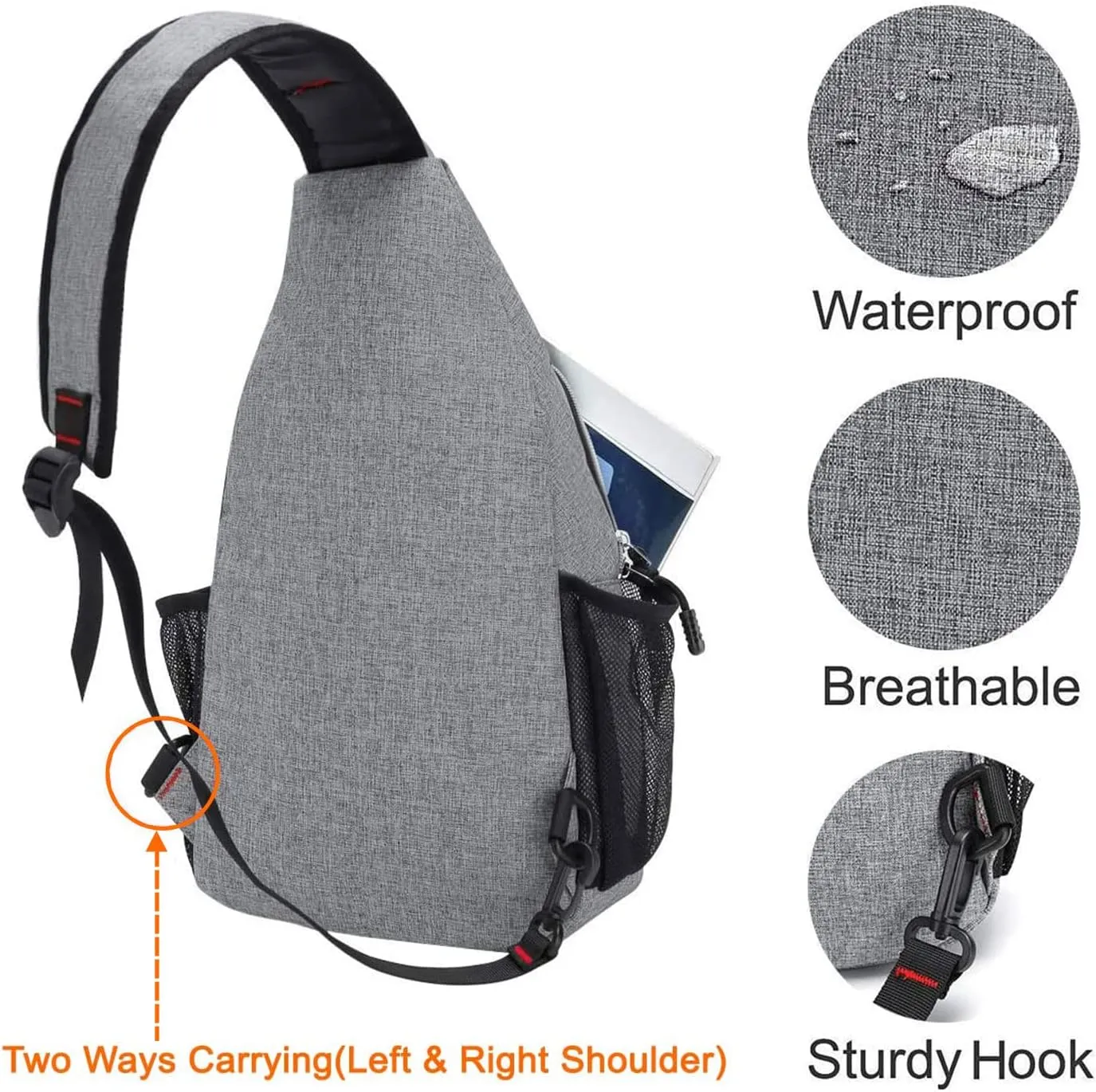 MOSISO Rope Sling Backpack (Up to 13 inch), Multipurpose Crossbody Chest One Shoulder Outdoor Travel Hiking Daypack