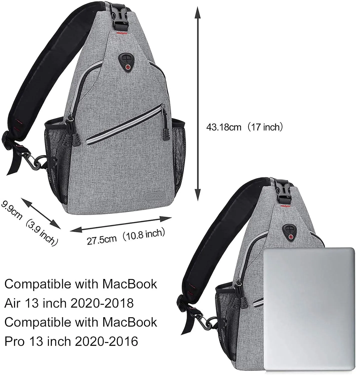 MOSISO Rope Sling Backpack (Up to 13 inch), Multipurpose Crossbody Chest One Shoulder Outdoor Travel Hiking Daypack