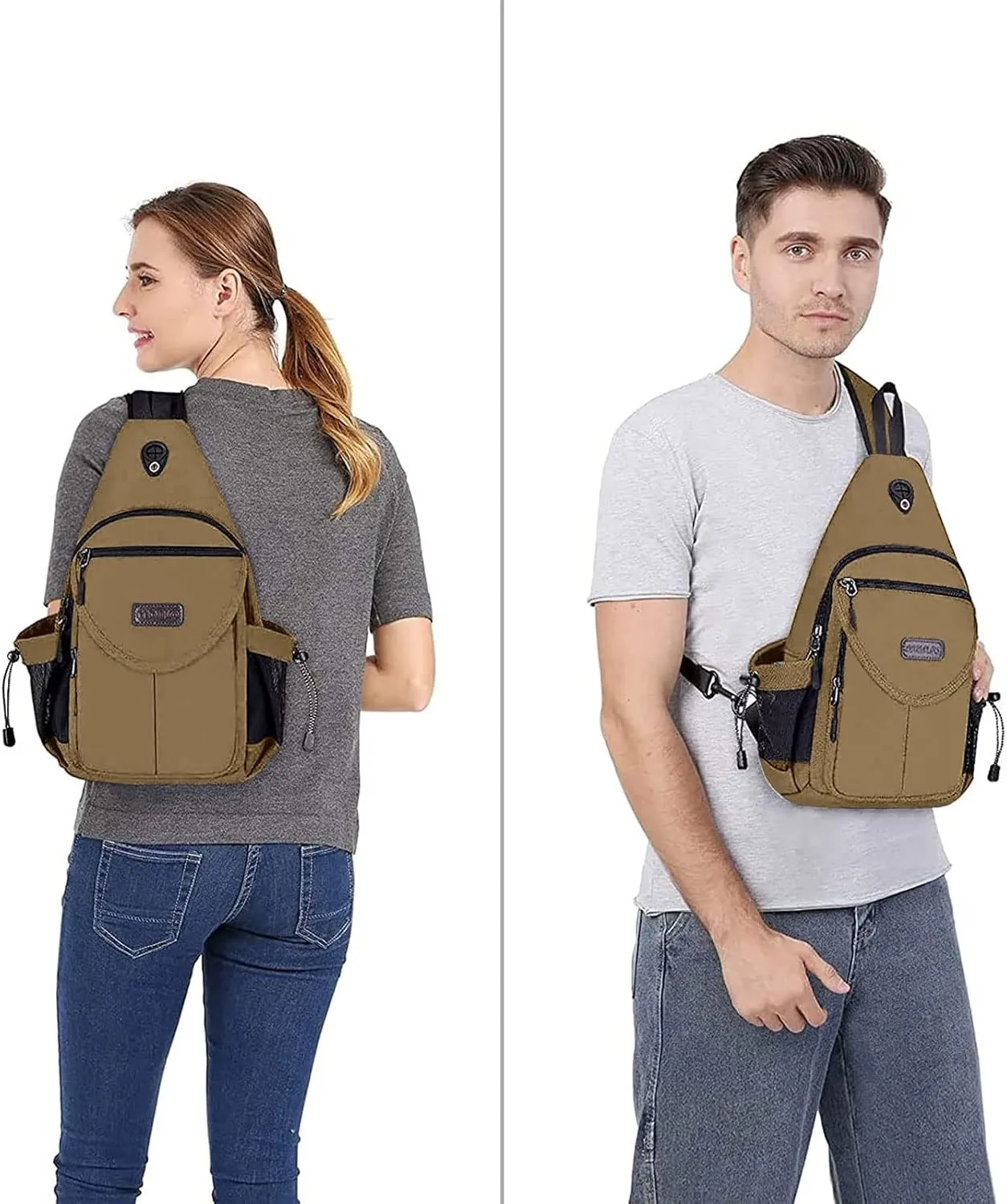 MOSISO Sling Backpack,Canvas Crossbody Hiking Daypack Bag with Anti-theft Pocket