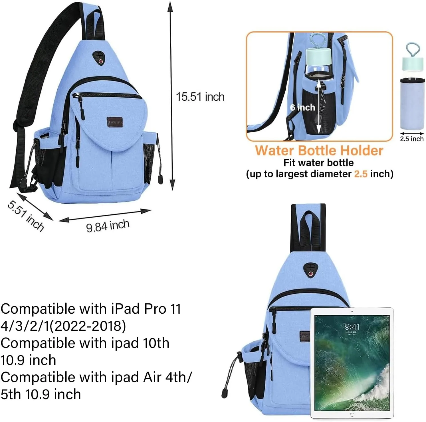MOSISO Sling Backpack,Canvas Crossbody Hiking Daypack Bag with Anti-theft Pocket