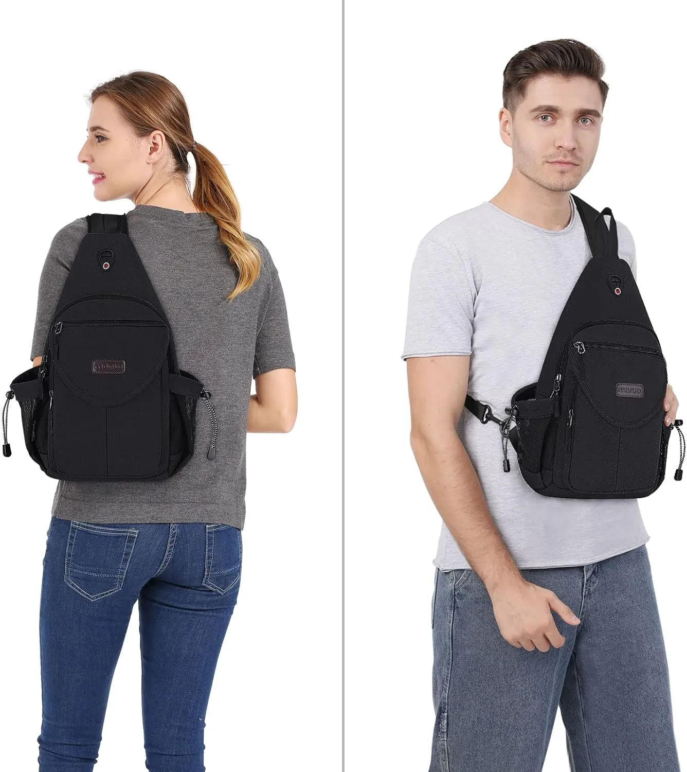 MOSISO Sling Backpack,Canvas Crossbody Hiking Daypack Bag with Anti-theft Pocket