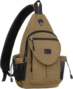 MOSISO Sling Backpack,Canvas Crossbody Hiking Daypack Bag with Anti-theft Pocket