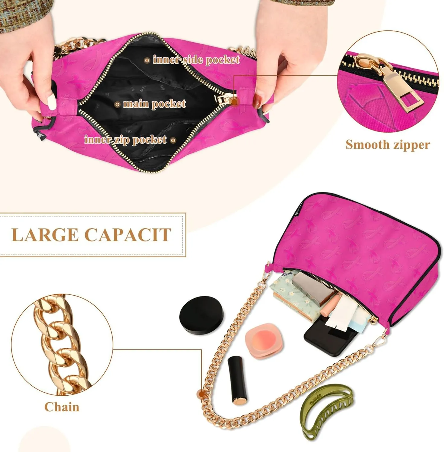 Motocross Sport Pattern Trendy Purse Hobo Designer Clutch Womens Shoulder Handbags Chain over the Shoulder Purse